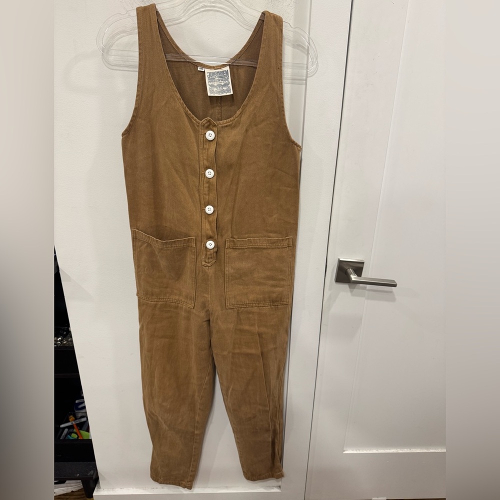 Jungmaven Tan Button-Front Jumpsuit